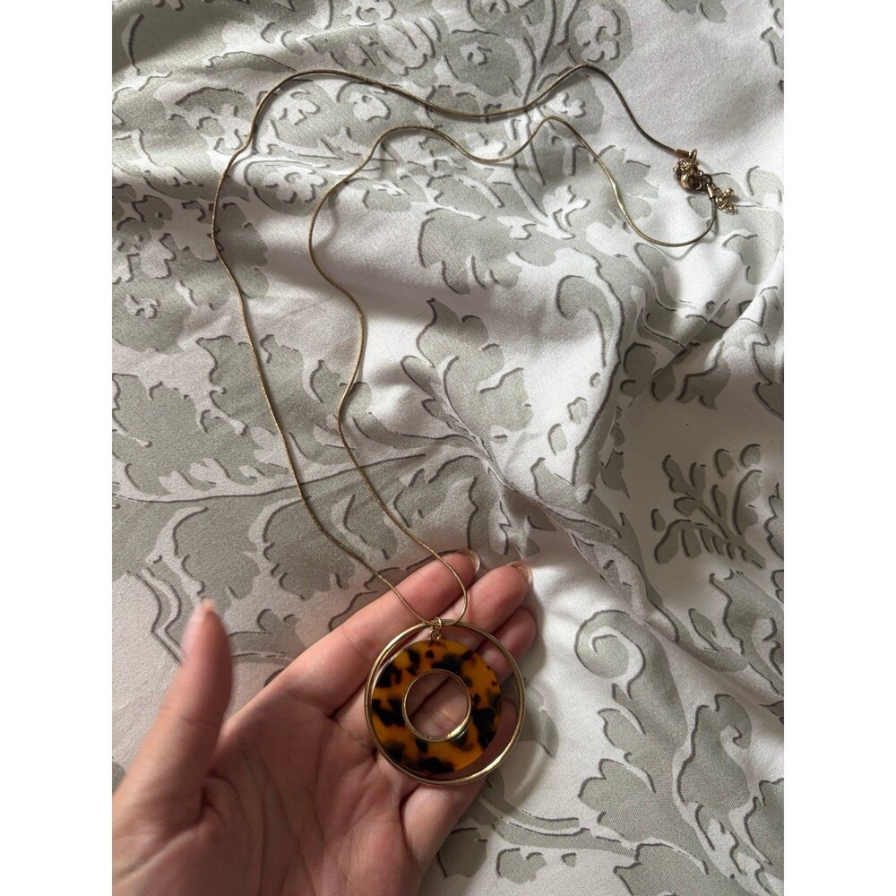 Long Gold Circular Francesca’s Cheetah Necklace